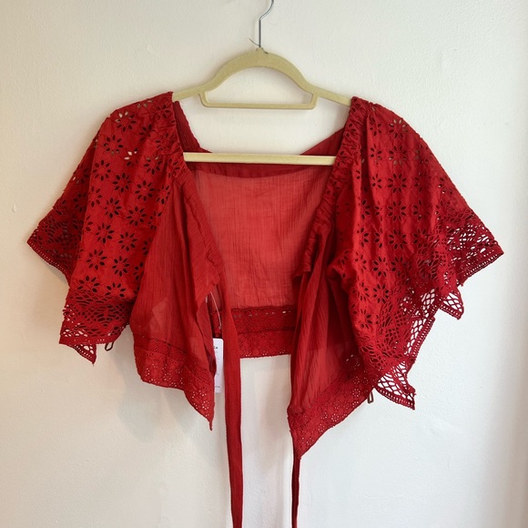 Free People Burn Notice Crop Linen Top - Picture 4 of 5